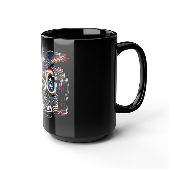 250th USofA Semiquincentennial Anniversary | 15oz Black Ceramic Mug | Patriotic - Picture 10 of 10